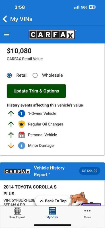 2014 Toyota Corolla S Plus