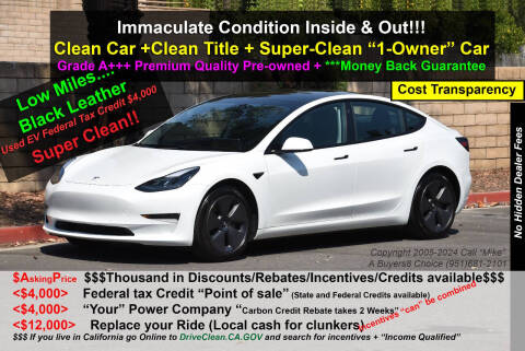2021 Tesla Model 3 for sale at A Buyers Choice in Jurupa Valley CA