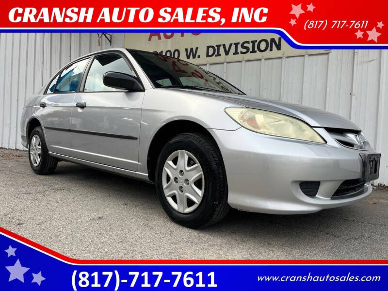 2005 Honda Civic for sale at CRANSH AUTO SALES, INC in Arlington TX