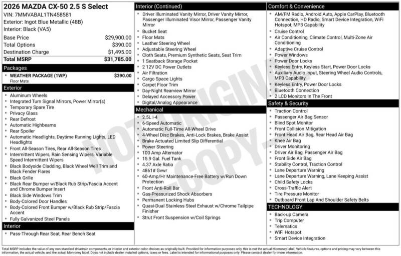 2026 Mazda CX-50 2.5 S Select