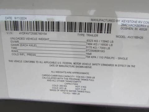 2025 KEYSTONE A 378BH