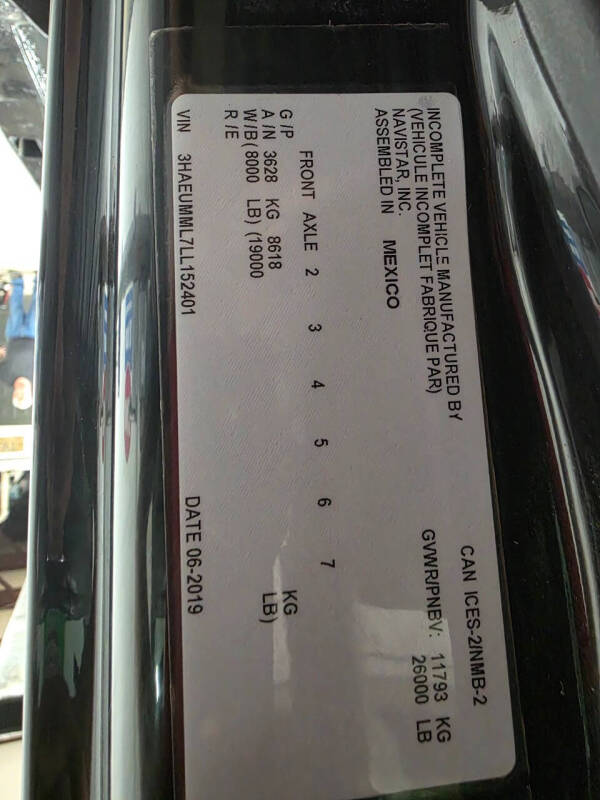 2020 International MV607
