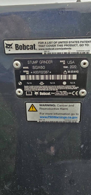 2020 Bobcat SGX60 Stump Grinder