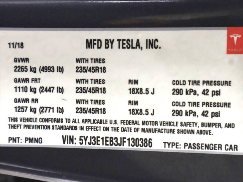 2018 Tesla Model 3 Long Range