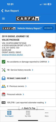 2019 Dodge Journey SE Value Package