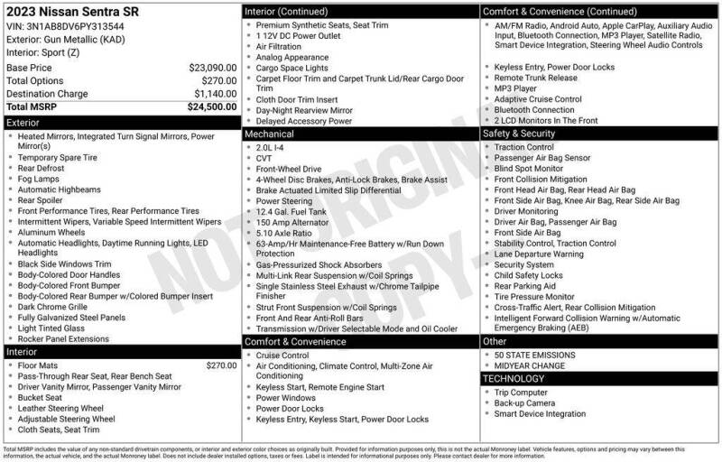 2023 Nissan Sentra SR