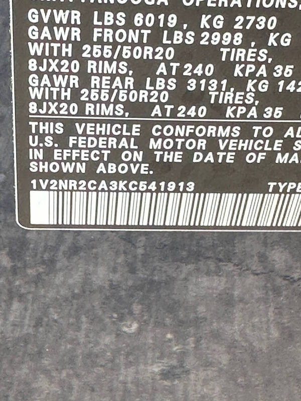 2019 Volkswagen Atlas V6 SEL Premium 4Motion