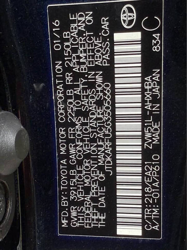 2016 Toyota Prius Two Eco