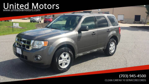 2012 Ford Escape for sale at United Motors in Fredericksburg VA