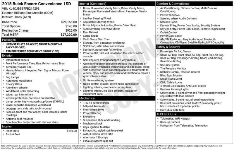 2015 Buick Encore Convenience