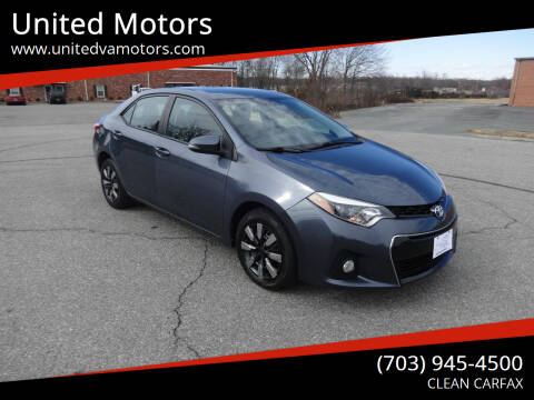 2016 Toyota Corolla for sale at United Motors in Fredericksburg VA