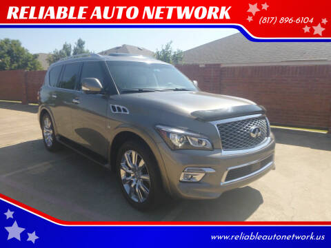 2015 Infiniti QX80 for sale at RELIABLE AUTO NETWORK in Arlington TX