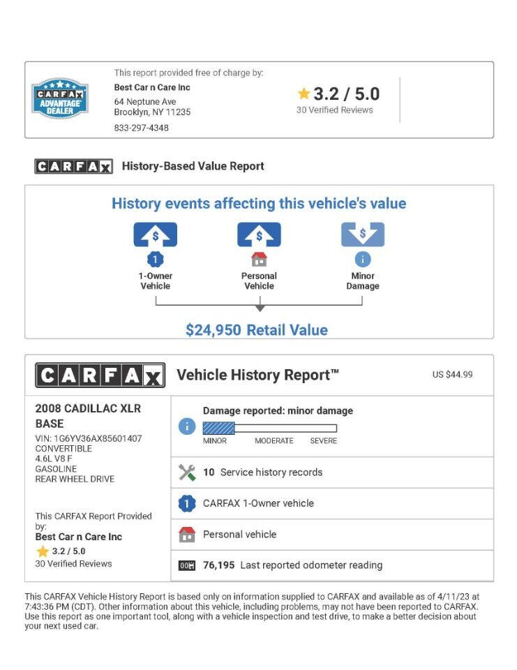 2008 Cadillac XLR  - $23,900