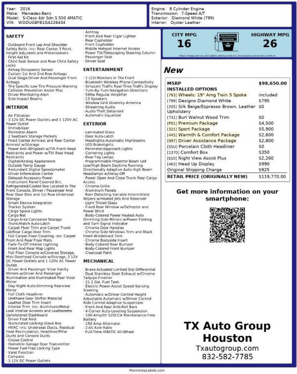 2016 Mercedes-Benz S-Class S 550 4MATIC
