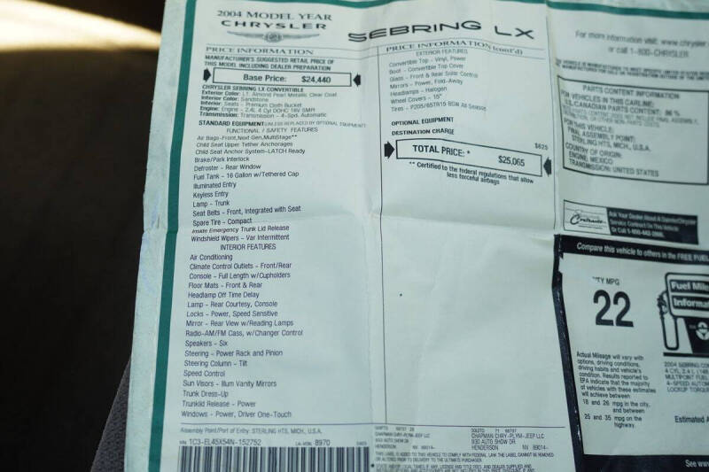 2004 Chrysler Sebring