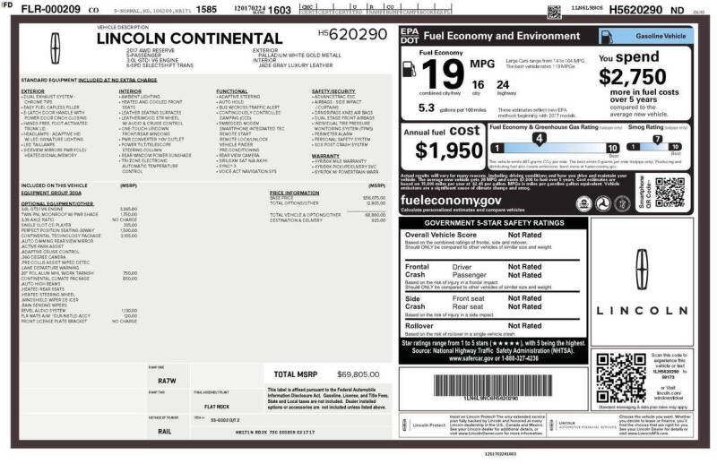 2017 Lincoln Continental Reserve
