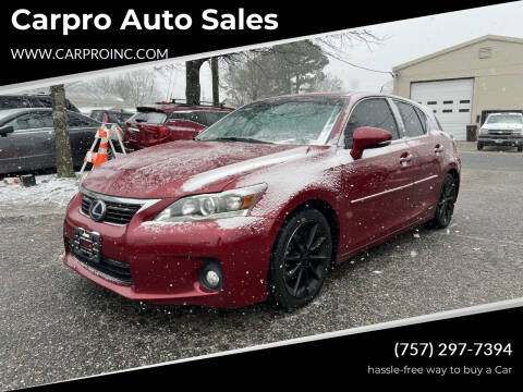 2011 Lexus CT 200h for sale at Carpro Auto Sales in Chesapeake VA