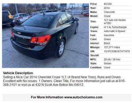 2014 Chevrolet Cruze 1LT Auto