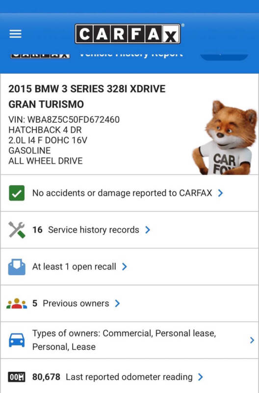 2015 BMW 3 Series 328i xDrive Gran Turismo