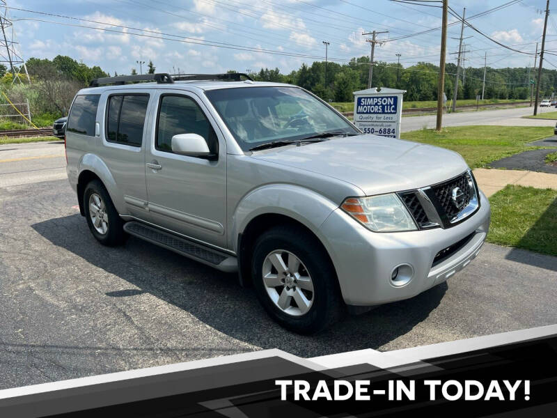 2008 Nissan Pathfinder for sale at SIMPSON MOTORS in Youngstown OH