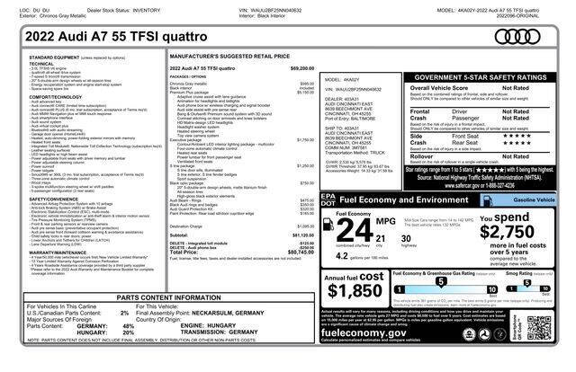 2022 Audi A7 quattro Premium Plus 55 TFSI