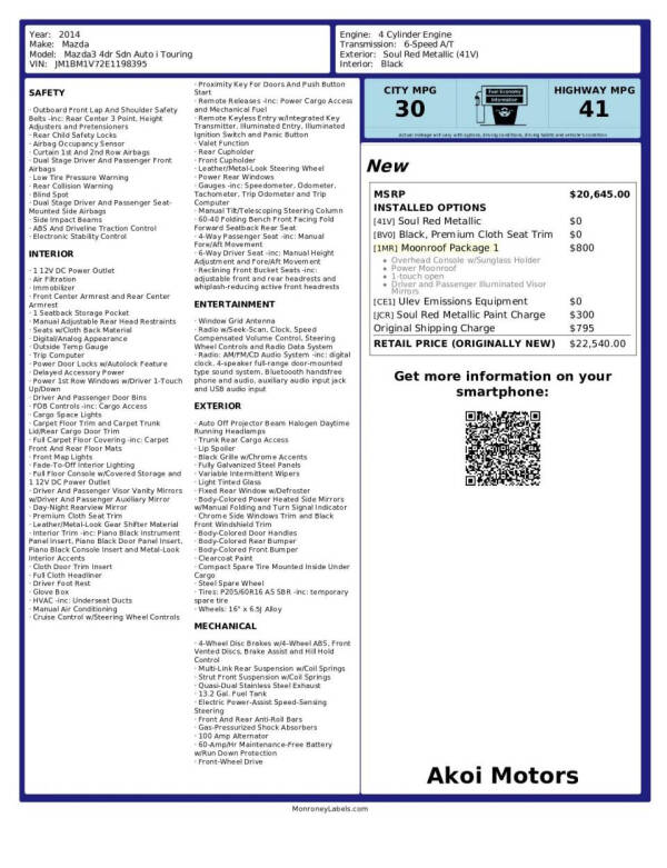 2014 Mazda MAZDA3 i Touring