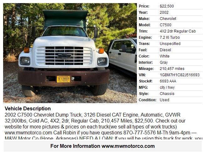 2002 Chevrolet C7500