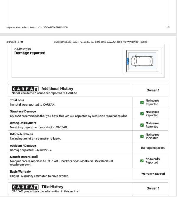 2013 GMC Savana 2500