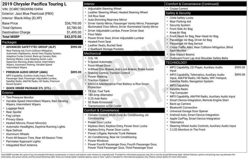 2019 Chrysler Pacifica Touring L