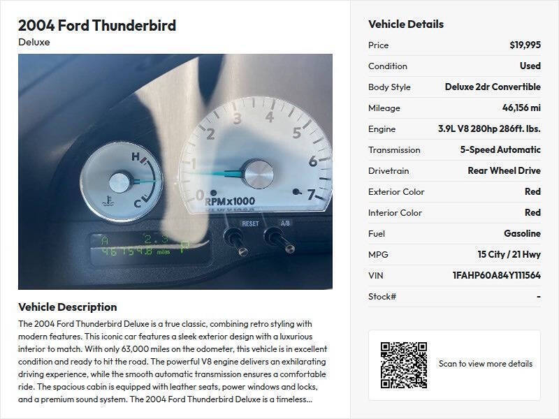2004 Ford Thunderbird Deluxe