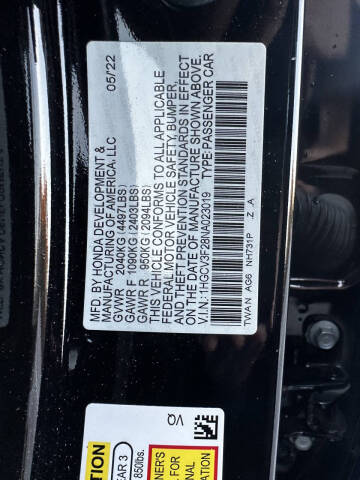 2022 Honda Accord Hybrid Sport