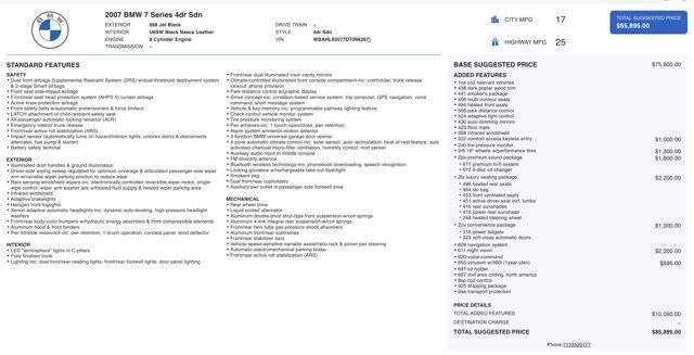 2007 BMW 7 Series 750i
