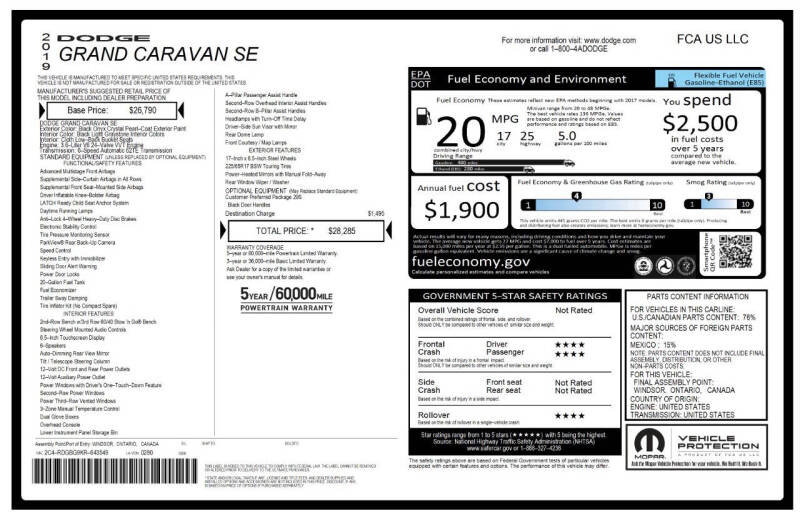 2019 Dodge Grand Caravan SE