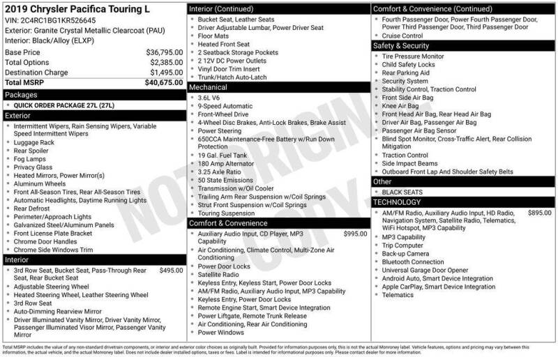 2019 Chrysler Pacifica Touring L