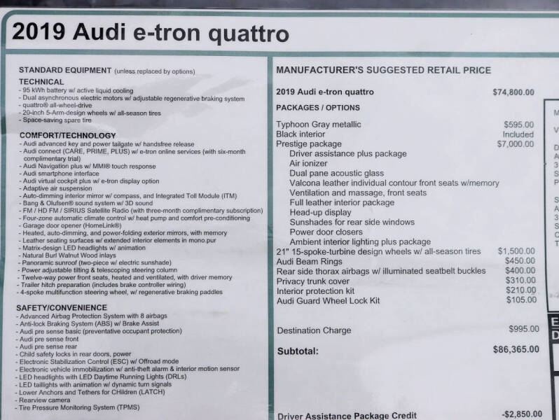 2019 Audi e-tron quattro Prestige