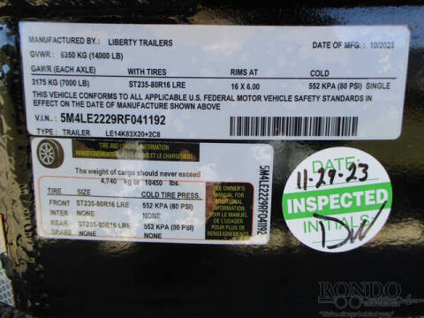 2024 Liberty Trailers Equipment LE14K83X20+2C8SR