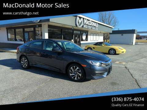 2018 Honda Civic for sale at MacDonald Motor Sales in High Point NC