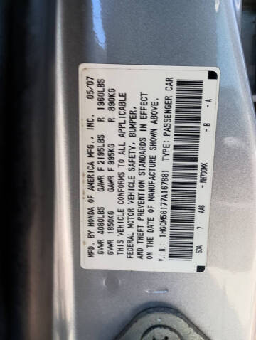 2007 Honda Accord Value Package