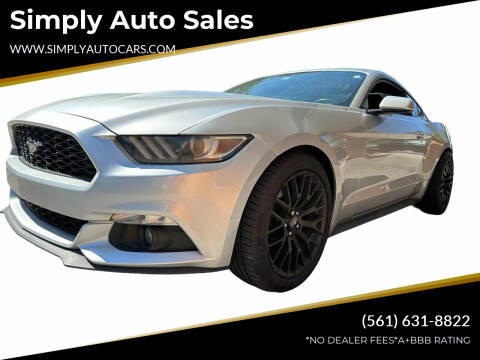 2015 Ford Mustang for sale at Simply Auto Sales in Palm Beach Gardens FL