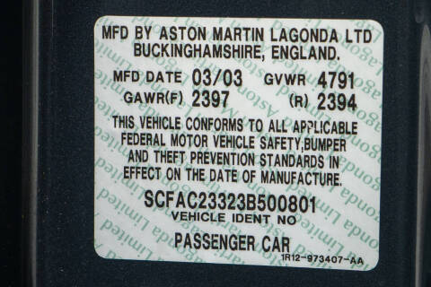 2003 Aston Martin V12 Vanquish