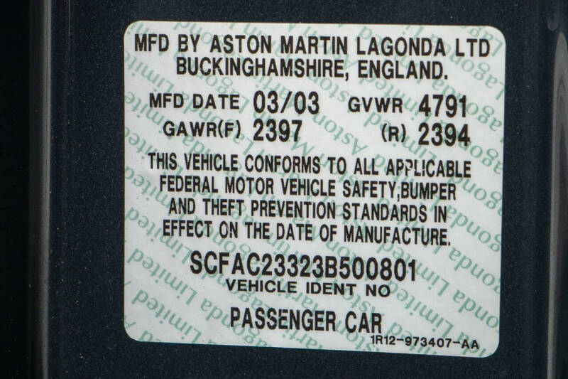 2003 Aston Martin V12 Vanquish