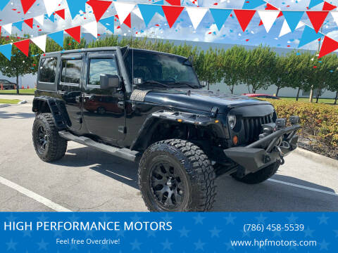 2013 Jeep Wrangler Unlimited for sale at HIGH PERFORMANCE MOTORS in Hollywood FL