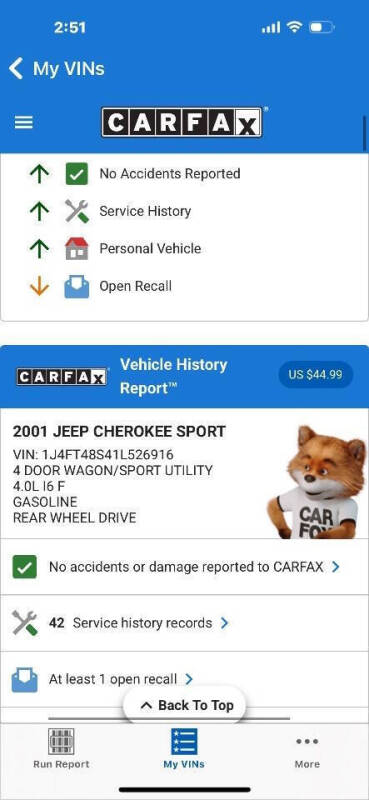 2001 Jeep Cherokee Sport