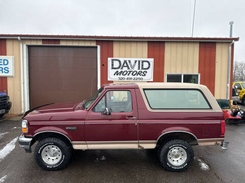 1996 Ford Bronco for sale at DAVID MOTORS LLC in Grey Eagle MN