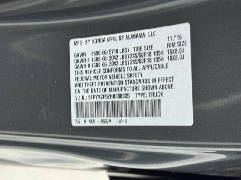 2017 Honda Ridgeline RTL