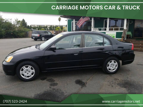 2002 Honda Civic for sale at Carriage Motors Car & Truck in Santa Rosa CA