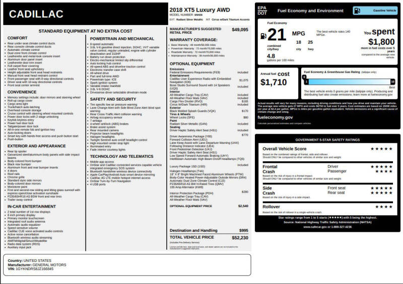 2018 Cadillac XT5 Luxury