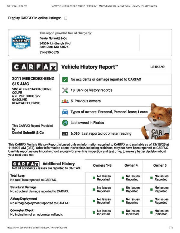 2011 Mercedes-Benz SLS AMG