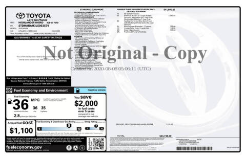 2020 Toyota Highlander Hybrid XLE