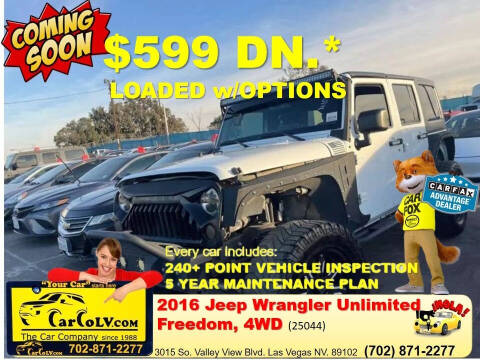 2016 Jeep Wrangler Unlimited for sale at The Car Company - $599 down in Las Vegas NV